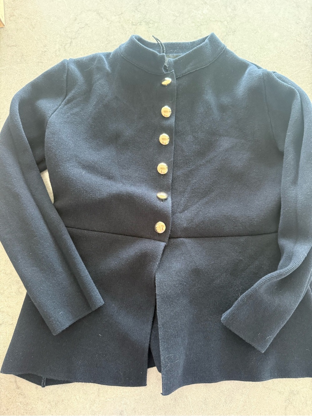 Zara black/blue Gold-Button Stand-Collar top
